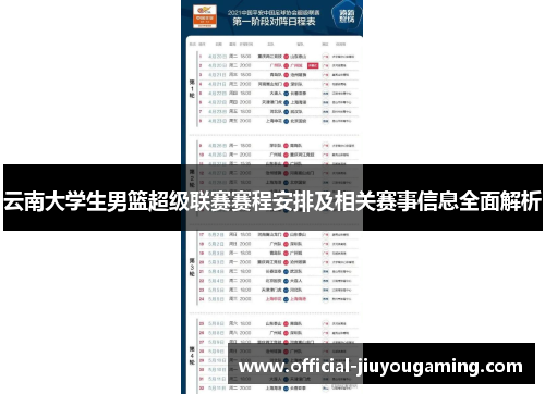 云南大学生男篮超级联赛赛程安排及相关赛事信息全面解析