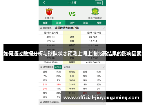 如何通过数据分析与球队状态预测上海上港比赛结果的影响因素