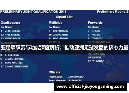 亚足联职责与功能深度解析：推动亚洲足球发展的核心力量